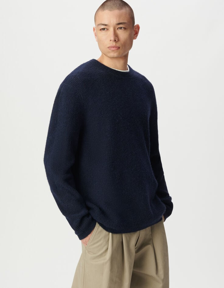 Pull hiver bleu tricot mousseux Homme-2 Pull hiver bleu tricot mousseux Homme-2