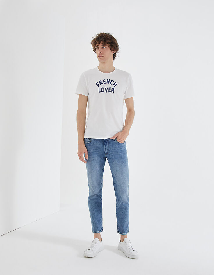 Camiseta blanco roto IKKS BETTER con letras azules-6