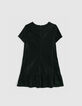 Girl's black velvet herringbone pattern lurex dress-2