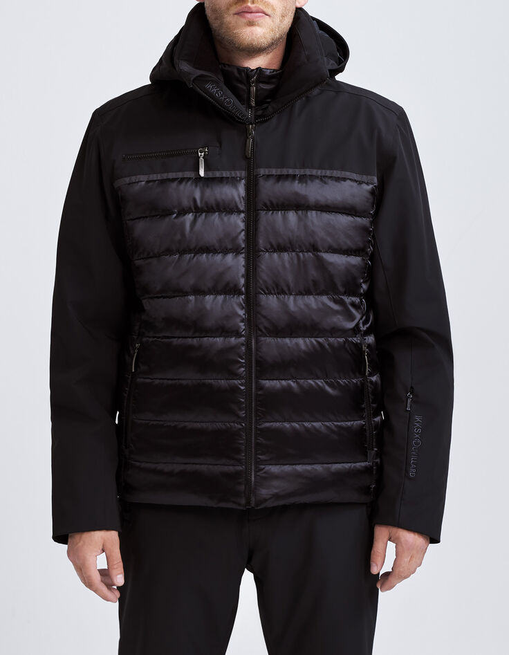 Men’s black mixed-fabric IKKS x DUVILLARD padded jacket-1 Men’s black mixed-fabric IKKS x DUVILLARD padded jacket-1
