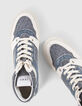 Sneakers montantes bleu effet denim en toile Femme-7