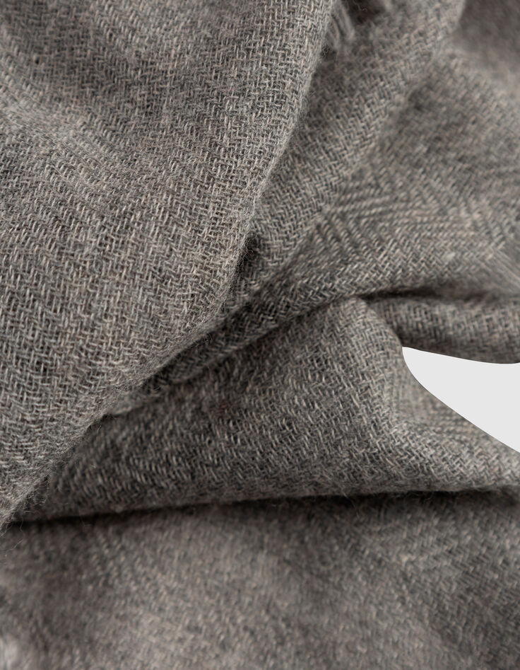 Women’s grey wool and cashmere square scarf-5 Women’s grey wool and cashmere square scarf-5