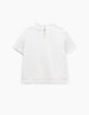 Gebroken wit T-shirt kanten kraag meisjes-3