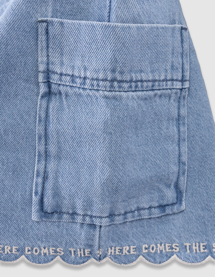 Girls’ blue denim cargo-style skirt with pockets-7