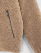 Cárdigan beige sherpa reciclado bolsillos cremallera niño-4