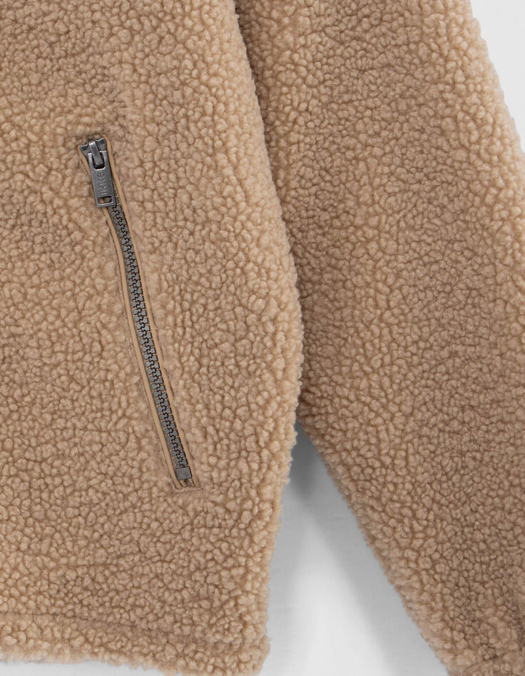 Cárdigan beige sherpa reciclado bolsillos cremallera niño-4 Cárdigan beige sherpa reciclado bolsillos cremallera niño-4