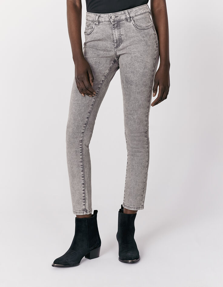 Women’s grey studded mid-high waist 7/8 slim jeans-4