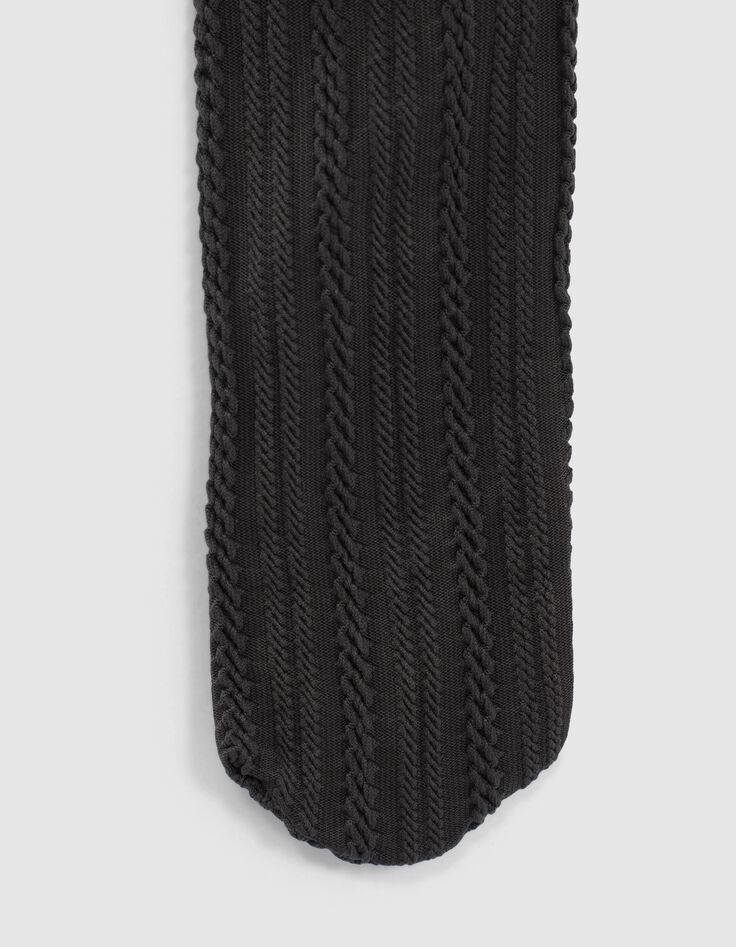Anthrazitgraue Mädchenstrumpfhose mit Zierstrick-3