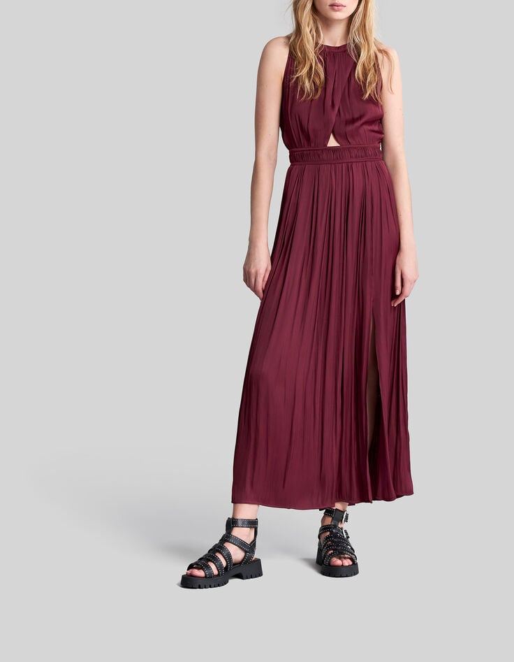 Damen-Maxikleid recycelt Bordeaux mit asymmetrischem Top-1