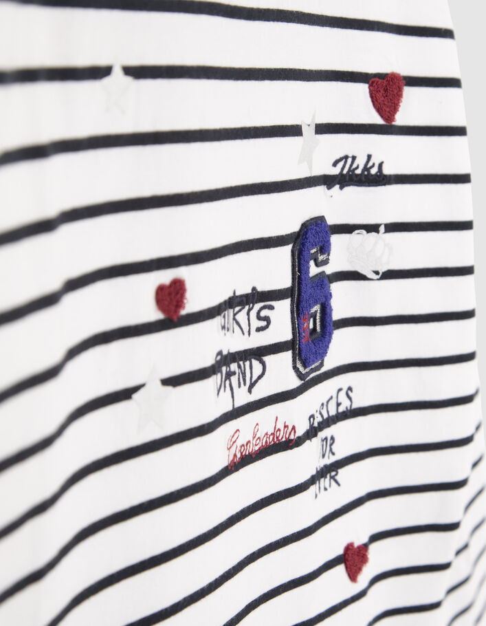 Girls’ off-white embroidered sailor stripe T-shirt-6