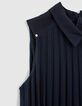 Robe navy plissée à col chemise fille-7