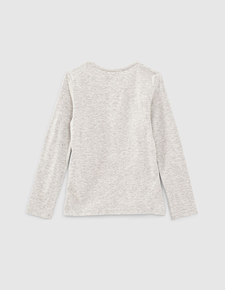Tee-shirt gris visuel baskets fille-3