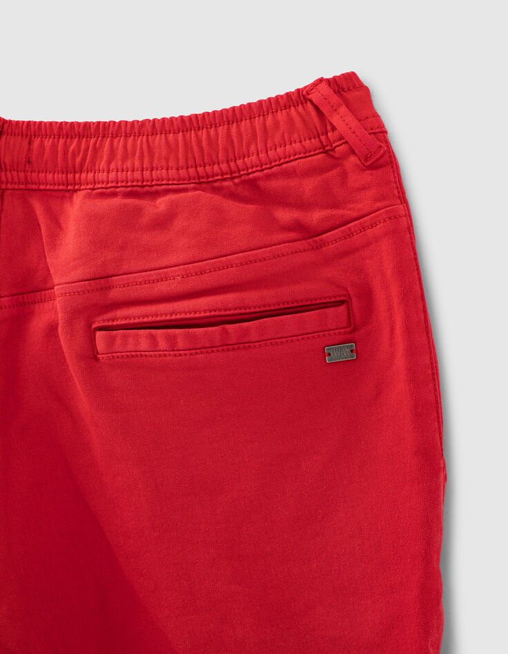 Bermuda rouge moyen à ceinture élastiquée garçon-5
