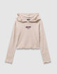 Beiges Mädchen-Kapuzenshirt Rippstick Rosen-4