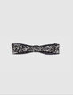 Bandeau réversible noir imprimé fleurs et gris bébé fille-3