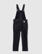 Graue M&auml;dchenlatzhose aus Jeansstoff mit Tennisstreifen-2