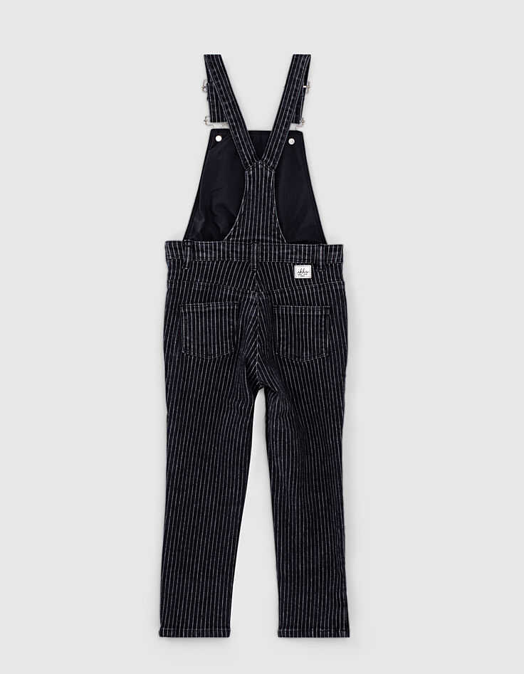 Graue M&auml;dchenlatzhose aus Jeansstoff mit Tennisstreifen-2