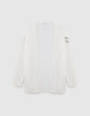 Women’s ecru mid-length cardigan, embroidered chevrons-6