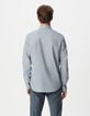 Chemise slim bleue imprim&eacute; minimaliste Homme-4
