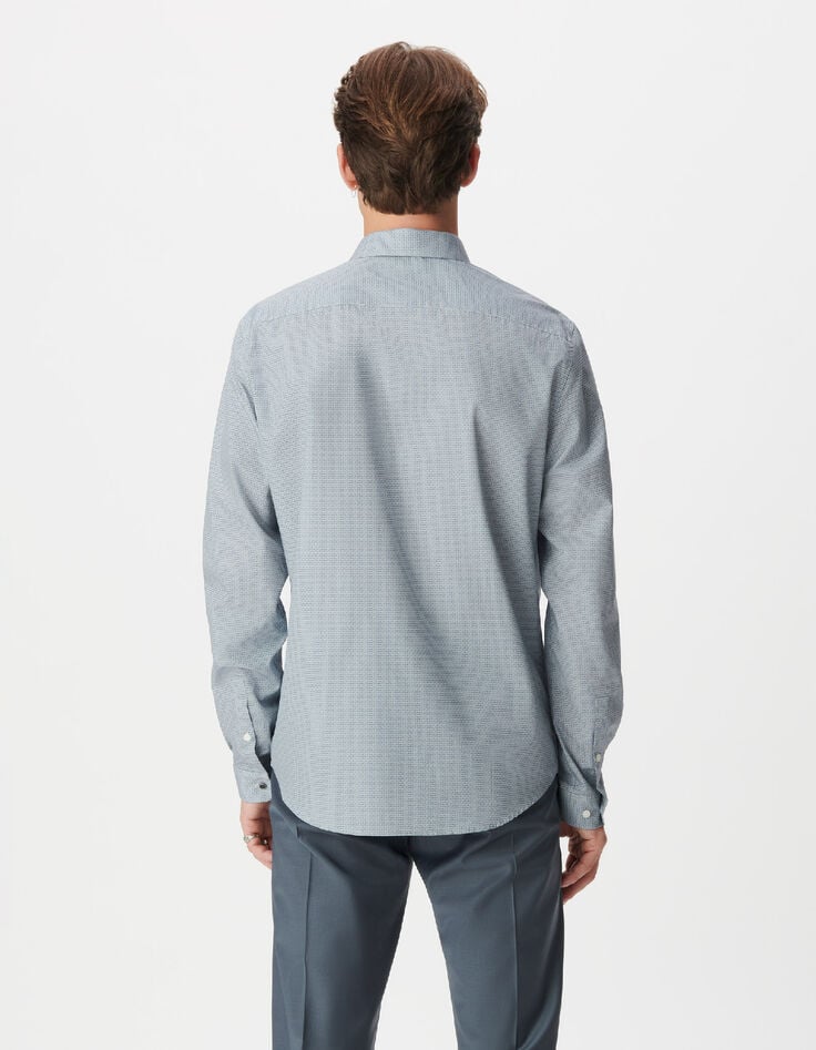Chemise slim bleue imprim&eacute; minimaliste Homme-4