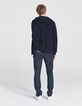 Men’s navy cardigan with ecru striped hood-3