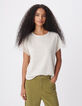 Tee-shirt dor&eacute; maille ajour&eacute;e cache-coeur dos Femme-4