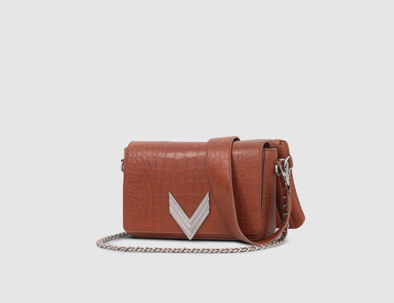 Women's orange croc-embossed leather WEST VILLAGE 111 bag-2
