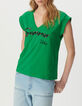Groen T-shirt V-hals tekst-2