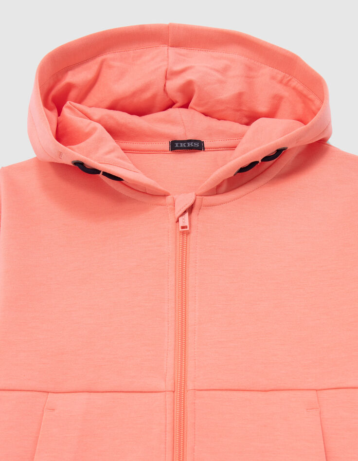 Boys’ neon orange cardigan, embossed checkerboard on back-2