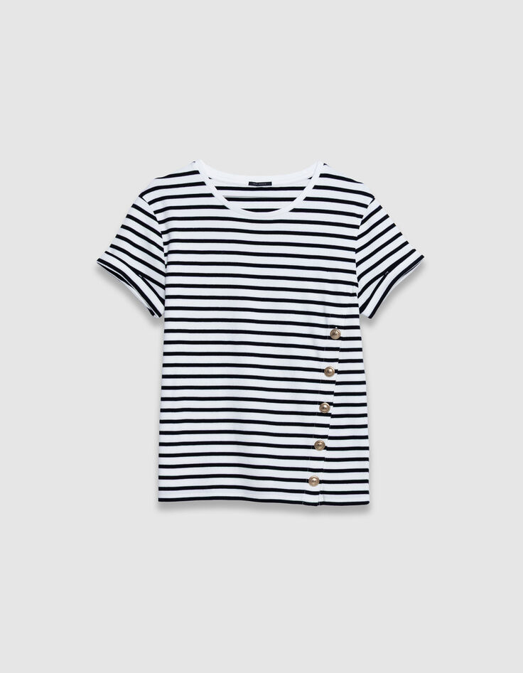 Dames T-shirt matrozen met knoopsluiting van biologisch katoen-6