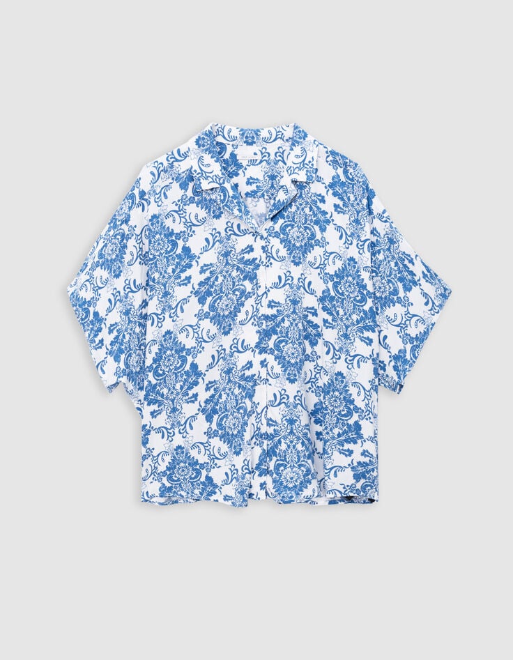 Chemise LENZING&trade; ECOVERO&trade; imprim&eacute; fa&iuml;ence bleu Femme-6