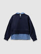 Marine sweater overhemd-trompe-l'oeil meisjes-5