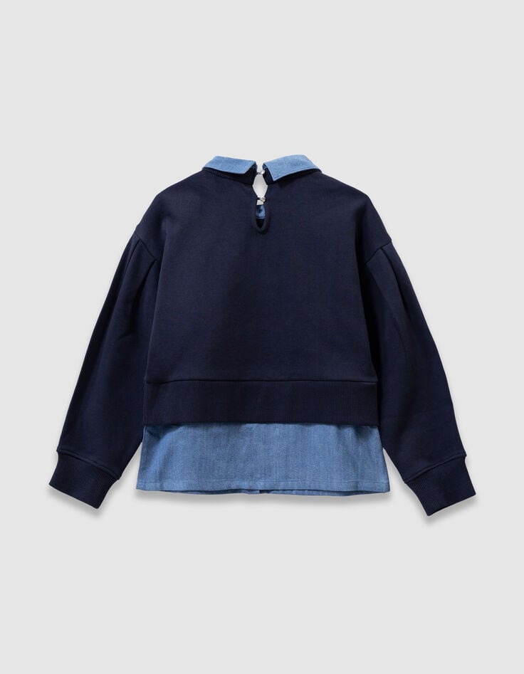 Marine sweater overhemd-trompe-l'oeil meisjes-5 Marine sweater overhemd-trompe-l'oeil meisjes-5