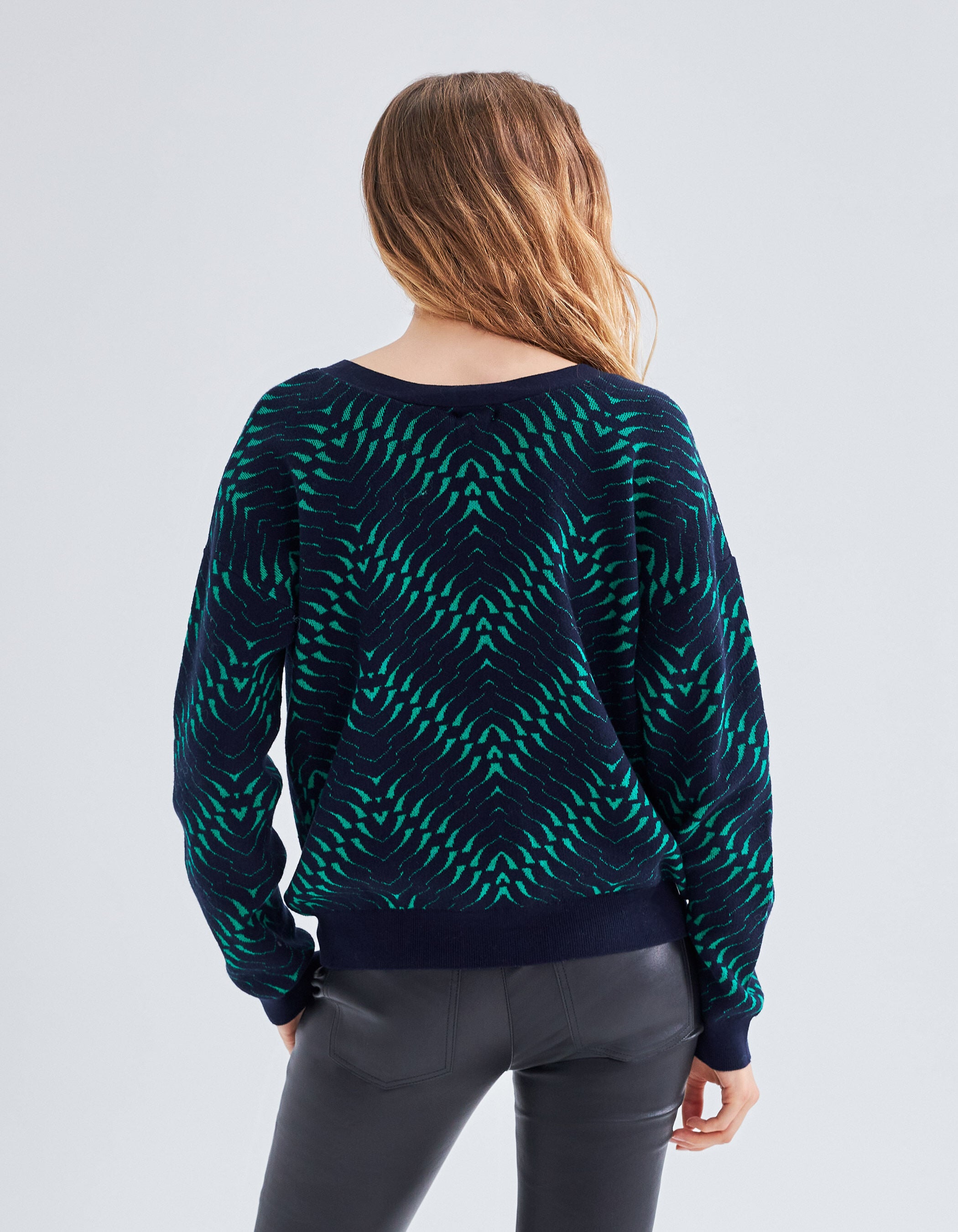 Cardigan à motif géométrique col cascade - SHEIN ANCE