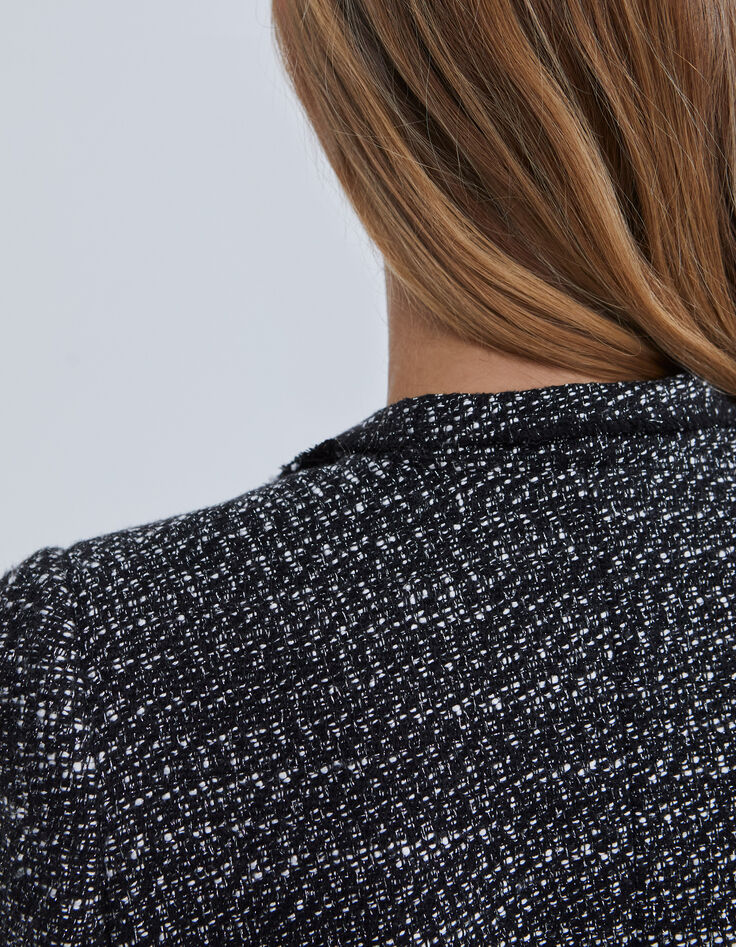 Women’s black tweed-look biker-style jacket-5