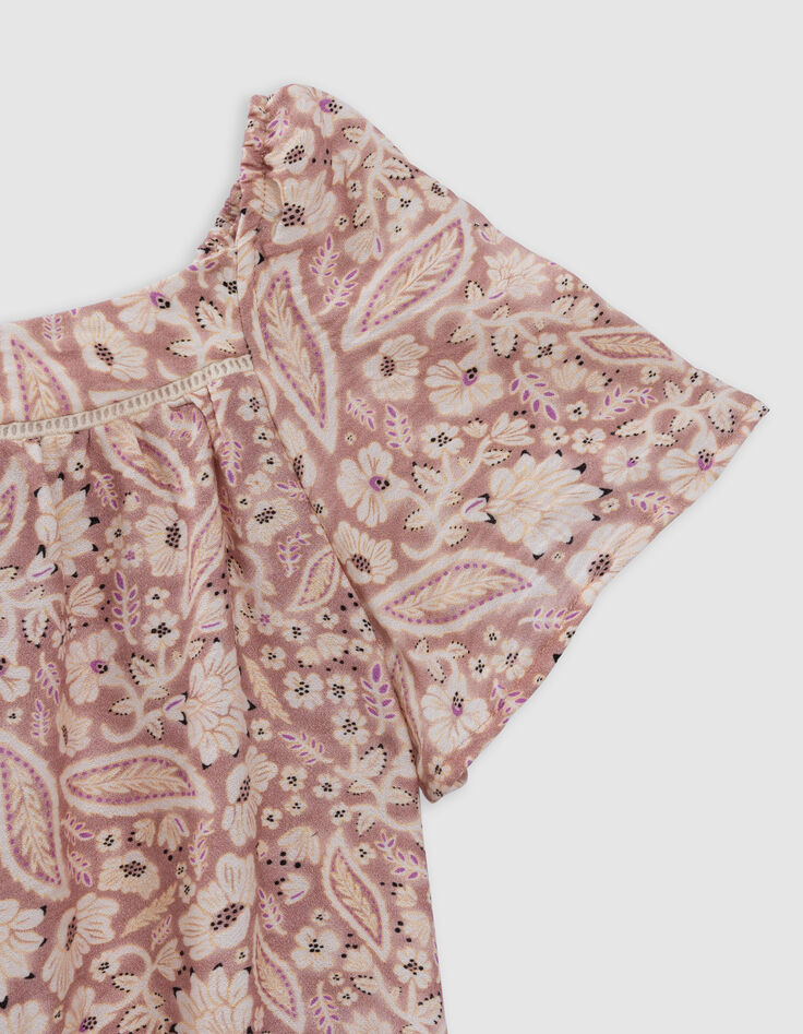Langes rosa Kleid mit floralem Kaschmirprint-6
