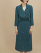 I.Code duck green midi dress with heart embroidery-2