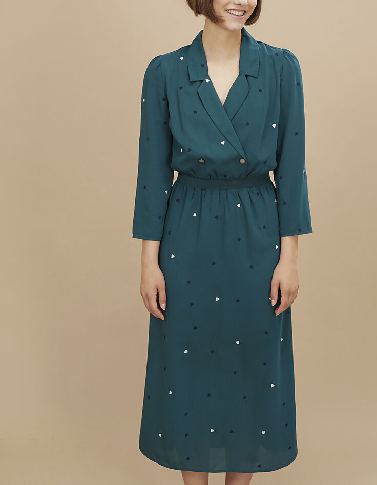 I.Code duck green midi dress with heart embroidery-2 I.Code duck green midi dress with heart embroidery-2