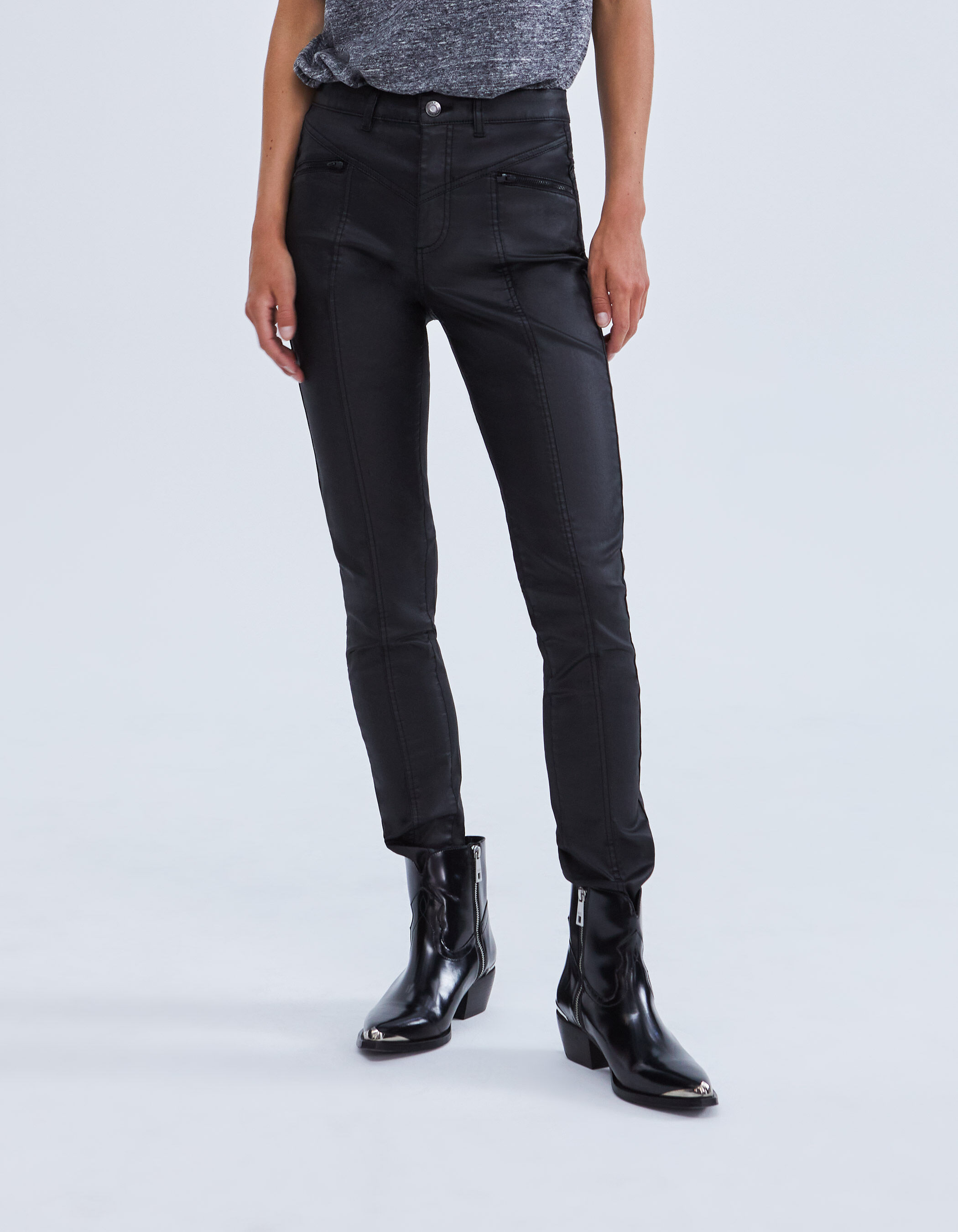 Jean enduit taille haute online