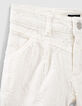 Girls&rsquo; off-white denim shorts with placed wear-7