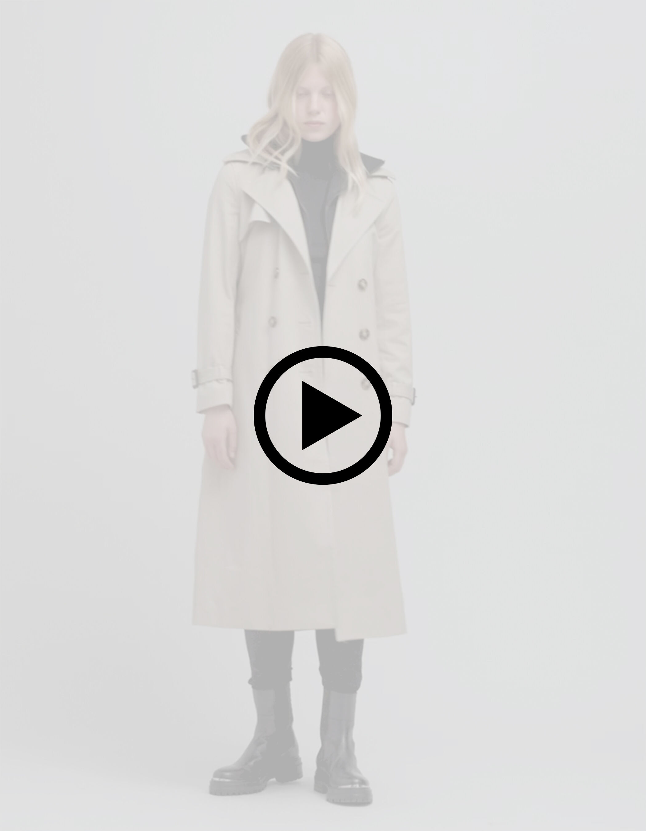 Women's long beige trench coat with removable trim IKKS