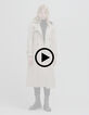 Women's long beige trench coat with removable trim-3