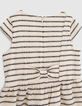 Girls’ ecru dress with striped motif jacquard-6