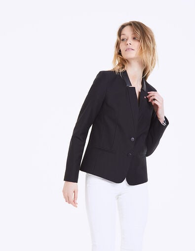 Women’s cotton gabardine suit jacket, coated collar  - IKKS