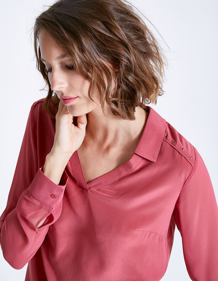 Blouse fluide en soie manches en voile femme-4