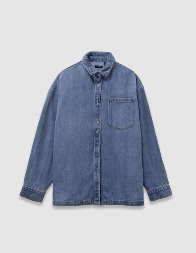 Blauw oversized jeanshemd meisjes - IKKS