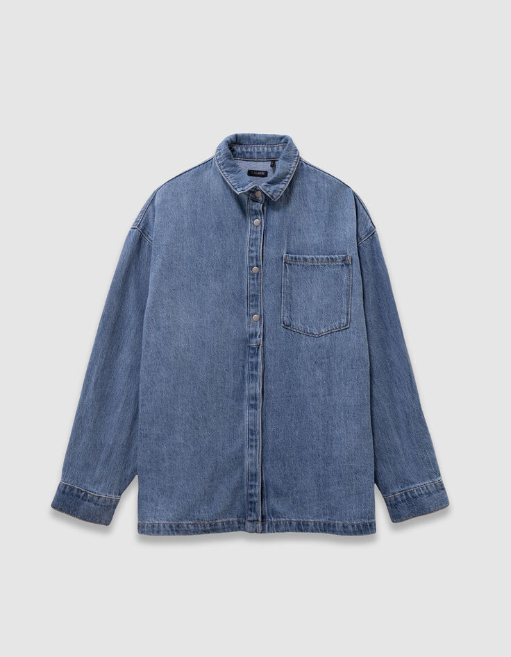 Camisa vaquera azul oversize niña-4