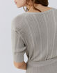 Cardigan champagne en tricot côtelé lurex Femme-3