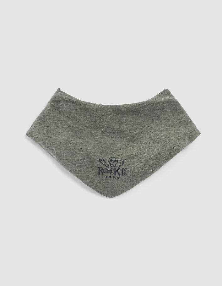 Hell khaki Babylätzchen aus Biobaumwolle mit Rocker-Print-1