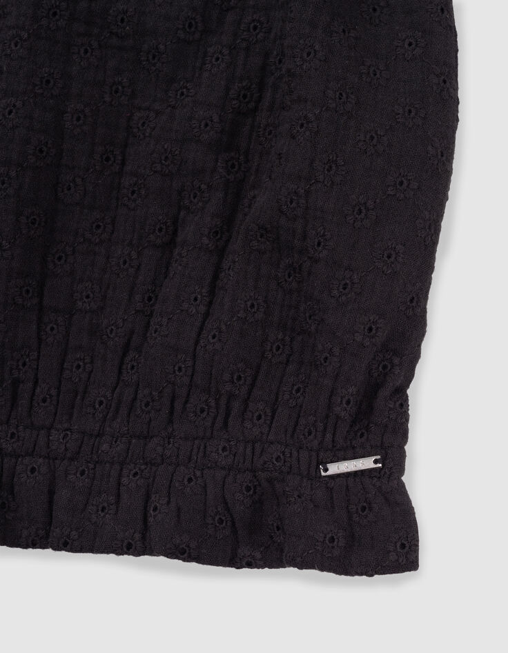 Top noir asymétrique broderie anglaise fille-8